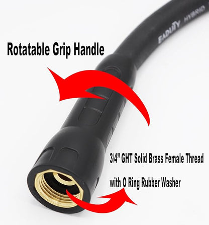 Hybrid Lead In Garden Hose 5/8 IN. x 10 FT, Heavy Duty, Lightweight, Flexible with Rotatable Grip Handle and Solid Brass Fittings, Gray+Orange