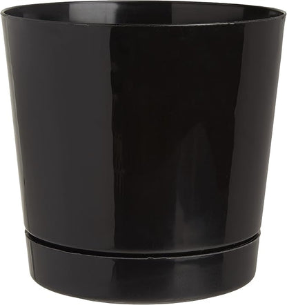 Root & Vessel Majestic Full Depth Round Cylinder Pot, Glossy Black, 8-Inch (10088)