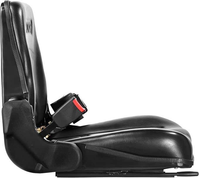 VEVOR Universal Forklift Seat, Tractor Seat with Adjustable Backrest & Safety Belt, Secure Micro Switch Design, Wear-Resistant PVC Mower Seat for Tractor Excavator, Skid Loader