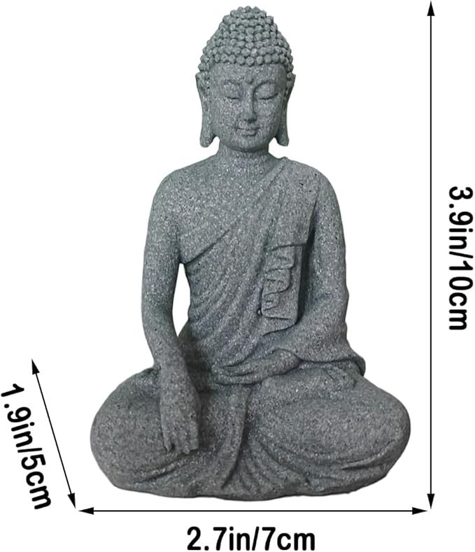 Livelyfish Asian Stone Buddha Figurines for Aquarium Zen Garden Fish Tank Statue Decorations Mini Stone Buddha Zen Garden Sculptures Decor,Gift