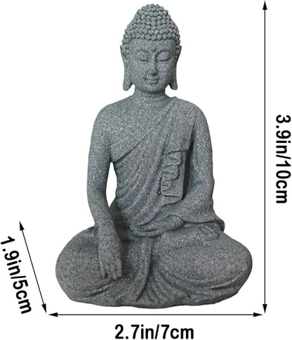 Livelyfish Asian Stone Buddha Figurines for Aquarium Zen Garden Fish Tank Statue Decorations Mini Stone Buddha Zen Garden Sculptures Decor,Gift