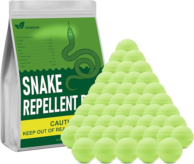 50 Pack Snake Be Gone for Yard Powerful Pet Safe,Moth Balls for Lawn Garden Camping Fishing Home to Repels Snakes and Other Pests