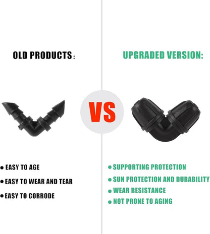 1/4 inch Drip Irrigation Fittings, Lock Barbed Elbow for ¼ in. tubing; Tubing Outside Diameter (OD) is 0.250 in., Internal Diameter (ID) is 0.170. in.(20Pcs/Pack)(Black-Elbow)