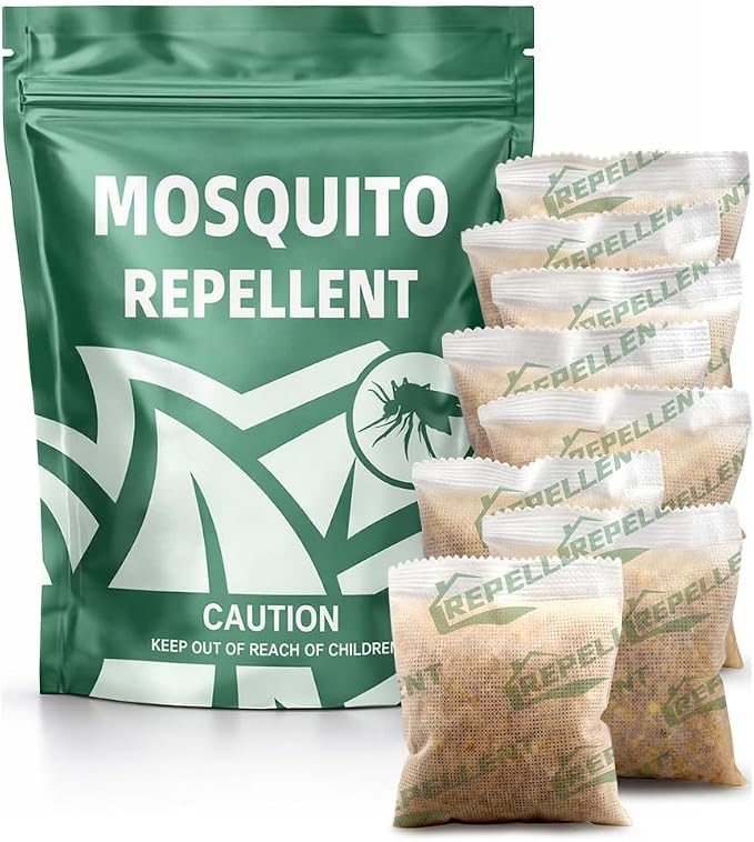 Mosquito Repellent Outdoor Patio, Backyard Mosquito Repellents, Mosquito Deterrent Indoor for Home, Mosquito Repellent for Door, Keep Mosquito Away from Garage, Last up to 2 Months-8 Pouches