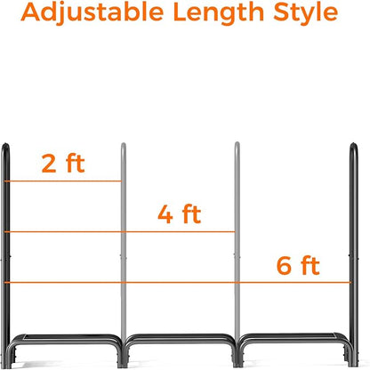 Firewood Rack 6ft, Heavy Duty Fire Wood Storage Racks for Indoor & Outdoor, Metal Log Holders for Firewood，Fireplace Wood Pile Storage Stacker Organizer, Black