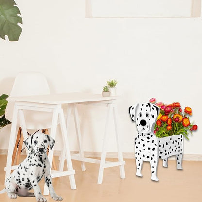 Dalmatian Dog Planter Pots, 9.45 x 5.91 x 13.35 Inches | Dog Flower Pot, Cute Animal Shaped Plant Pot, Gifts for Women & Pet Lovers, Indoor Outdoor Garden Home Office Decor
