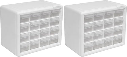 Akro-Mils 16-Drawer Plastic Drawer Storage Cabinet for Garage Organization, Beads, Makeup Organizer, Building Bricks Storage, Teacher Toolbox, 10-1/2-Inch W x 6-1/2-Inch D x 8-1/2-Inch H, 10116 White