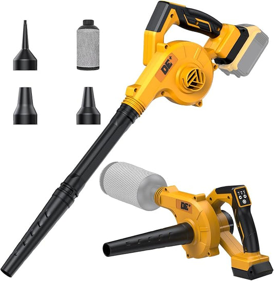 DeForce Electric Leaf Blower Cordless for Dewalt Battery, 4 in 1 Blower/Vacuum/Inflator/Deflator, 3 Speed Modes, 190 MPH, 3 Nozzles, 2 Tubes, Battery Powered Blowers for Lawn Care(No Battery)