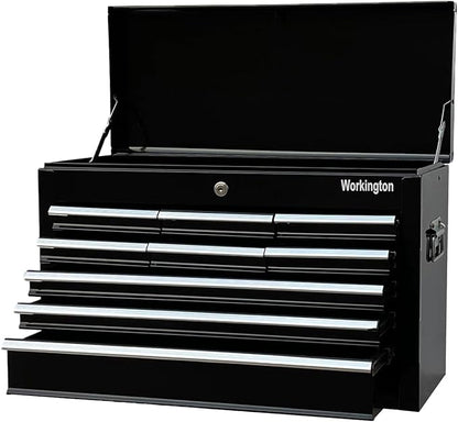 Workington Portable Metal Tool Chest with 9 Drawers, 24" 9-Drawer Tool Chest Cabinet with Ball Bearing Drawer Slides, Steel Tool Storage Box Organizer 4006 Black
