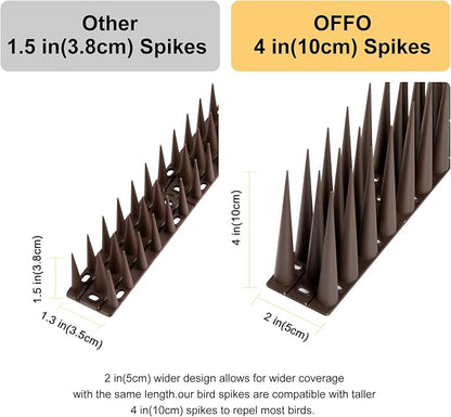 OFFO Bird Spikes Pigeon Outdoor Spikes for Cat Keep Birds Raccoon Woodpecker Away Covers 40 Feet(12.2m), Brown