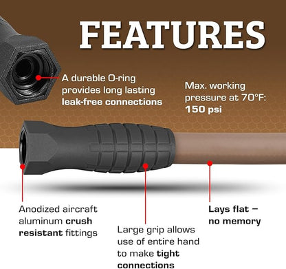 Flexzilla Colors SwivelGrip Garden Hose 5/8 in. x 50 ft., Lightweight All-Weather Water Hose, Durable and Flexible, Leak-Free Connections, Brown Mulch