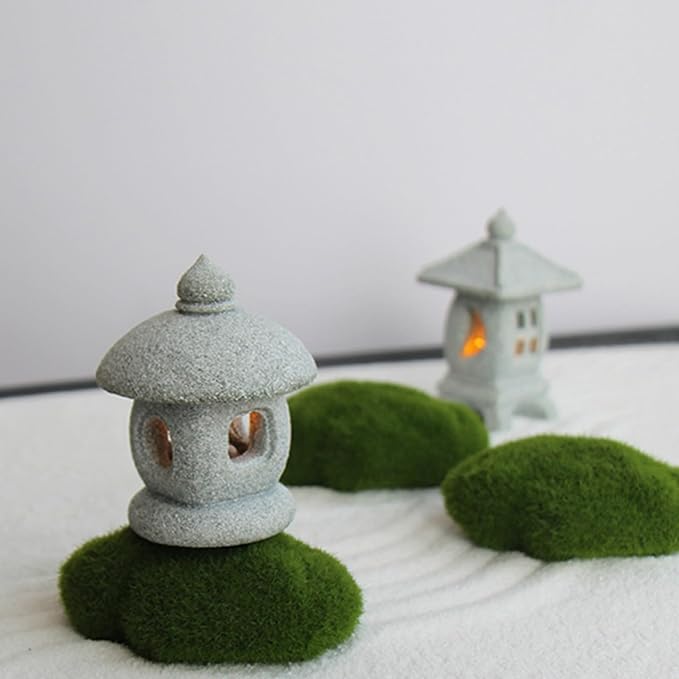 Japanese Pagoda LED Lamp Statue Figurine, LED Lantern Pagoda Statue Figurines for Home Table Decor - Style A