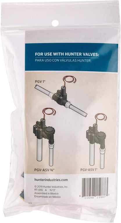 Hunter AC-Solenoid Replacement, 24V Sprinkler Valve Solenoid for Hunter Irrigation Valves, Heavy Duty Encapsulated Design, Captive Plunger, Pre-Stripped Wires (Pack of 10)