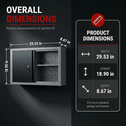 JZD Steel Wall Cabinet, Industrial-Grade Workshop Storage Solutions with Two Removable Shelves, for Garage Home Kitchen Utility Room Mechanics