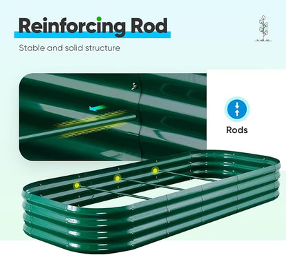 Quictent Raised Garden Bed Kit Oval Galvanized Metal Planter Box for Vegetables Outdoor Backyard Dark Green 6x3x2 ft