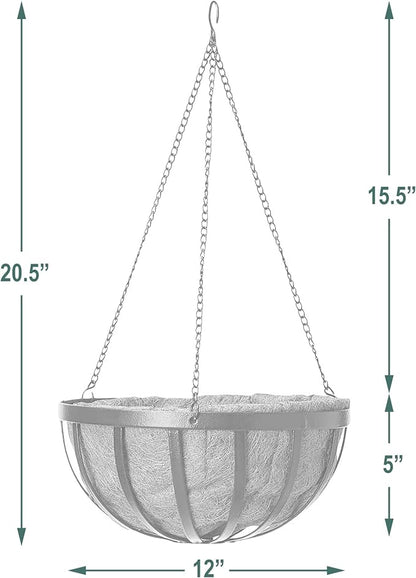Arcadia Garden Products CB42 12" Solstice Round Hanging Basket, Black (Pack of 5)