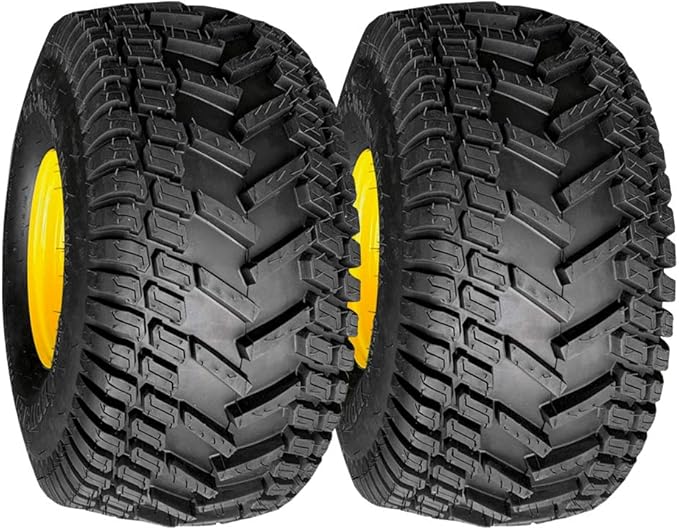 Marastar 20808-PK Tubeless Pneumatic 20x8.00-8 Tire and Wheel Assembly, Replacement Rear Tire for John Deere Riding Mowers, Turf Traction Tread, 2 Pack