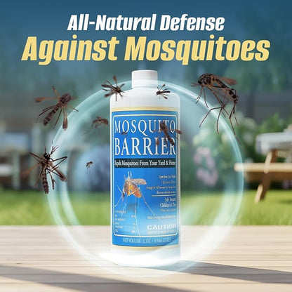 Mosquito Barrier Liquid Garlic Mosquito Repellent Concentrate, 32 fl oz – Professional Outdoor Treatment for Lawns, Landscapes & Perimeter Areas – Yard & Home Mosquito Protection