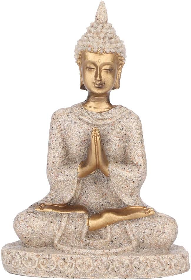 AUNMAS Buddha Statue 3Inch Small Meditation Sitting Carving Figurine Craft Statue for Home Office Desktop Decor Yoga Room Zen Garden Decoration Ornament