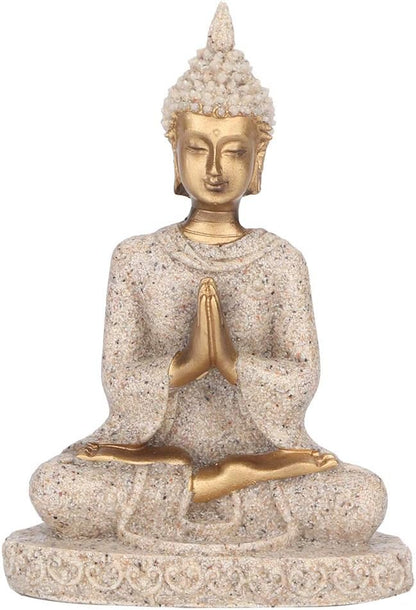 AUNMAS Buddha Statue 3Inch Small Meditation Sitting Carving Figurine Craft Statue for Home Office Desktop Decor Yoga Room Zen Garden Decoration Ornament