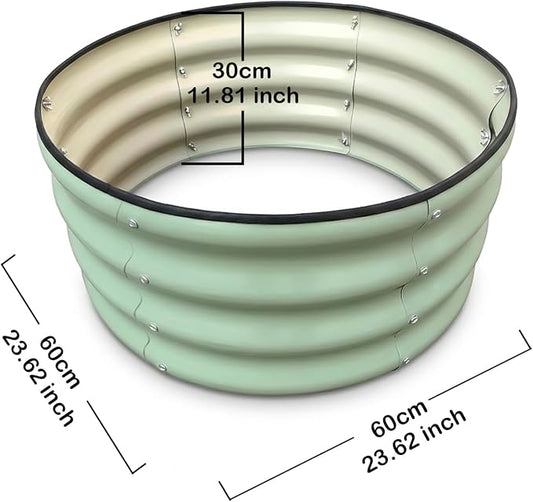 Raised Garden Bed, Metal Planter Box, Oval Shape, Outdoor Planting Flower Herb Vegetable Box (3 PCS of 2x2x1 ft, Green Round)