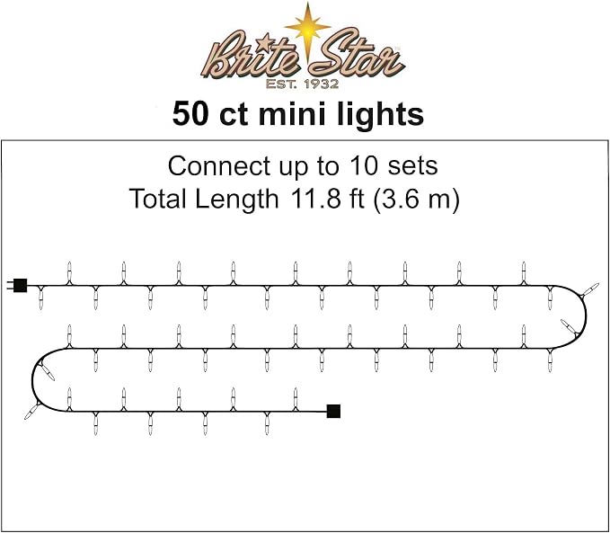 Brite Star 50 Lt String to String Lights, Clear, Green Wire