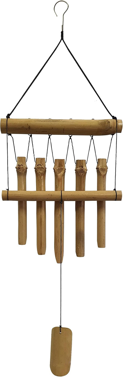 Small Simple Bamboo Wind Chimes Outdoor, 5 Tubes Single Row, Gifts for Mom/Grandma/Women, Garden Lawn Yard Decor 23"