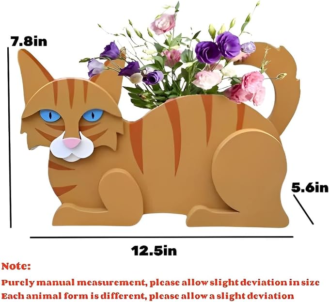 Orange Cat Planter Pots, 12.5 x 5.12 x 7.8 Inches | Cat Flower Pot, Cute Animal Shaped Plant Pot, Gifts for Women & Pet Lovers, Indoor Outdoor Garden Home Office Decor