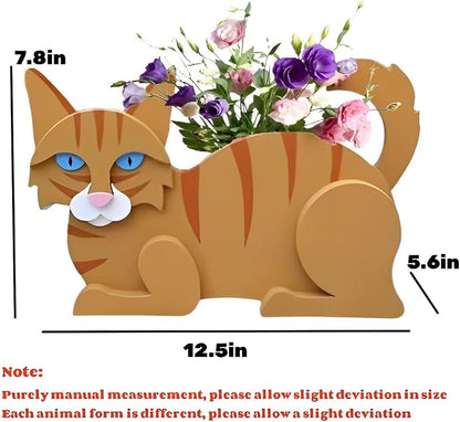 Orange Cat Planter Pots, 12.5 x 5.12 x 7.8 Inches | Cat Flower Pot, Cute Animal Shaped Plant Pot, Gifts for Women & Pet Lovers, Indoor Outdoor Garden Home Office Decor