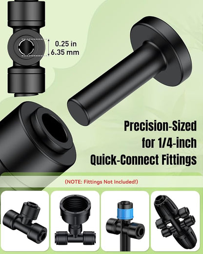 Pawfly 30 Pcs 1/4" Push-to-Connect Straight Quick Connect Fittings, 1/4 Inch Drip Irrigation Straight Coupler Connectors, Plastic Union Splitter Parts for Drip Irrigation Tubing, Garden Watering Syste