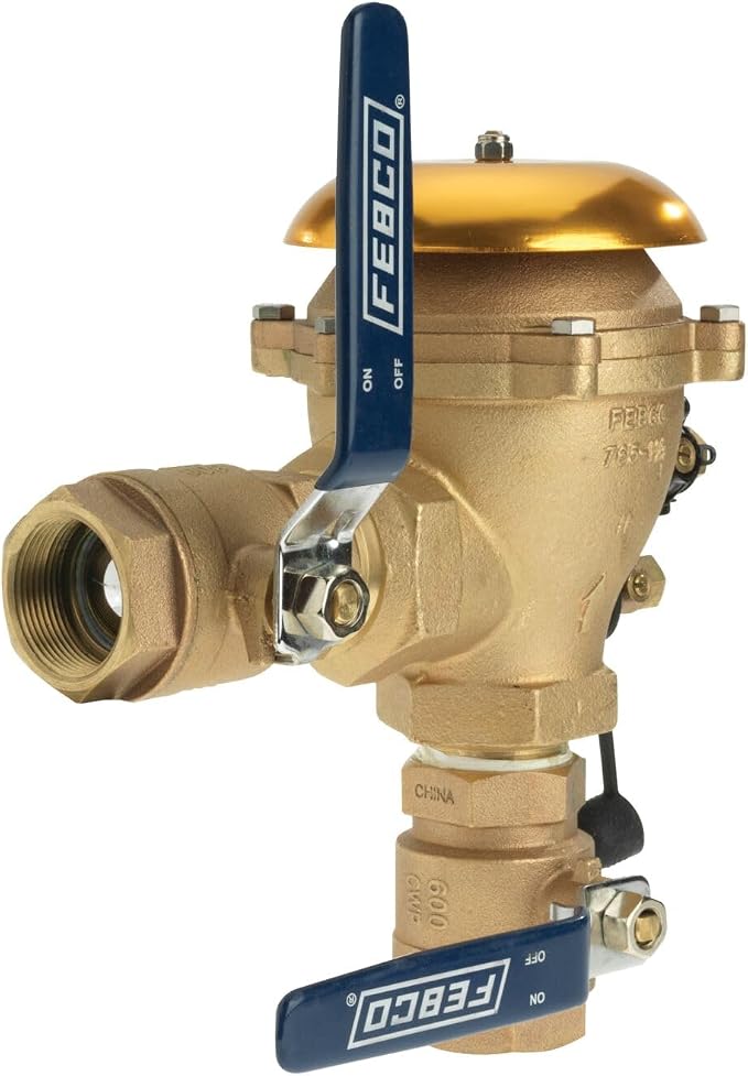 Febco 765 Series 1-1/4" Bronze Pressure Vacuum Breaker Backflow Preventer, Quarter Turn Shutoff, NPT Connections, Freeze Sensor with SentryPlus Alert Technology, Industrial Plants, Irrigation System
