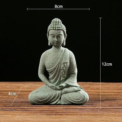 Garden Buddha Resin Stone Statue for Outdoor and Indoor Zen Decor Sandstone Effect Lawn Ornament for Home and Garden Landscaping or Meditation Space(D)