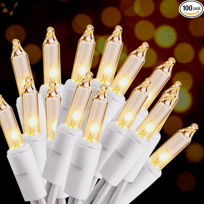 HISHINY Christmas Lights 100 Count Mini Clear Lights 32ft White Wire Christmas Tree String Lights Set for Outdoor Indoor Christmas Decorations Wedding Valentines Day Decor,UL Certified (32feet)