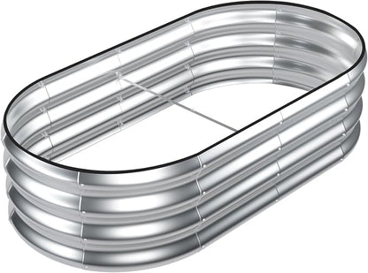 SnugNiture Galvanized Raised Garden Bed, 4x2x1ft Oval Metal Planter Box for Planting Outdoor Plants Vegetables