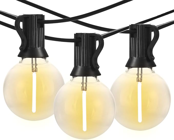 Banord 50FT G40 Globe String Lights with 26 Dimmable Plastic Bulbs, 2700K Waterproof Outdoor LED Lights for Patio, Porch, Cafe, Backyard, E12 Screw Base
