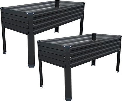 DIIYIV 2PCS Galvanized Raised Garden Bed with Legs,48×24×30in Black | Elevated Planter Box for Backyard,Garden, Patio, Balcony, 400lb Capacity