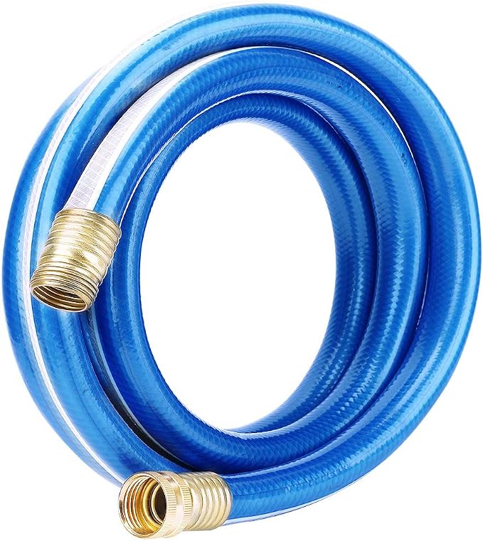 Lead-in Blue Garden Hose 3/4 in. x 15 ft. - No Kink, Leak Free, Flexible, Male to Female Fittings - Heavy Duty Lightweight PVC Water Hose -150PSI Work & 500PSI Burst, for Reel Cart & Commercial Use