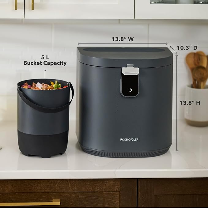 Food Cycler Eco 5 Award-Winning Kitchen Food Recycler | Indoor Composter Bin Alternative | Electric Countertop Food Disposer with Odorless 5L Indoor Food Waste Bin for Easy Waste Management | Grey