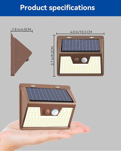 Peasur Solar Lights Outdoor Motion Sensor, 12Pack 140LED Waterproof Solar Powered Fence Lights, 3 Modes Solar Security Wall Lights for Garden Yard Outside(Brown Warm White)