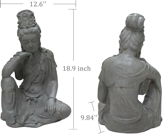 19" Guan Yin Buddha Statue for Home & Garden Zen Meditation Decor | Quan Yin | Kwan Yin | Female Buddha Figurine | Indoor & Outdoor Patio Decor | Spiritual Accent