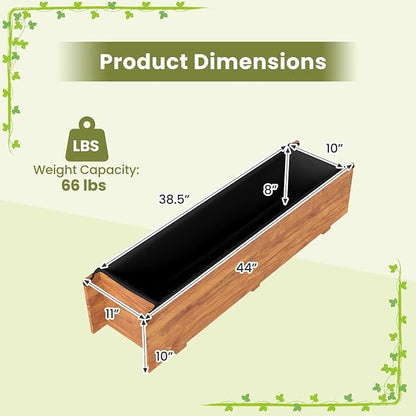Giantex Wood Raised Garden Beds Set of 2, Rectangular Planter Box w/Drainage Hole, Removable Liner for Growing Vegetable Flower Herb, Indoor Outdoor Plant Container for Backyard Deck Balcony
