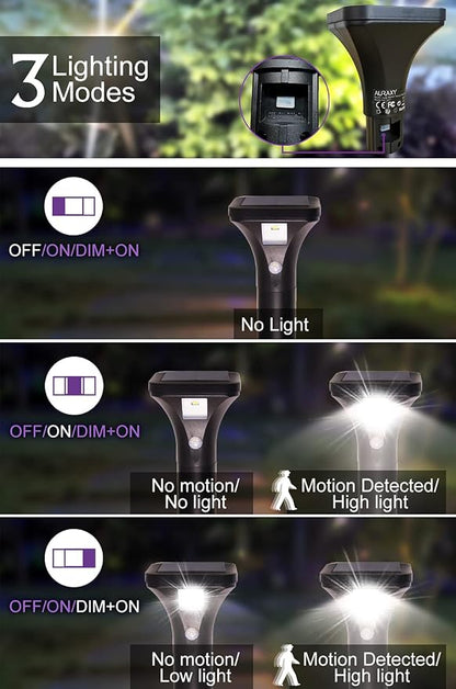 AURAXY LED Solar Powered Motion Sensor Pathway Lights, Battery Powered Outdoor Waterproof Motion Detector Walkway Light, Use for Your House's Yard Backyard Driveway Sidewalk Path Garden etc.(2 Pack)