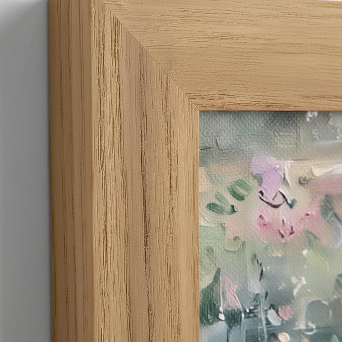 Framed Monet Wall Art, Water Lilies Pond Landscape Canvas Print, 16x24in | Vintage floral pond art in rustic wood frame for bedroom, bathroom, living room or French country decor