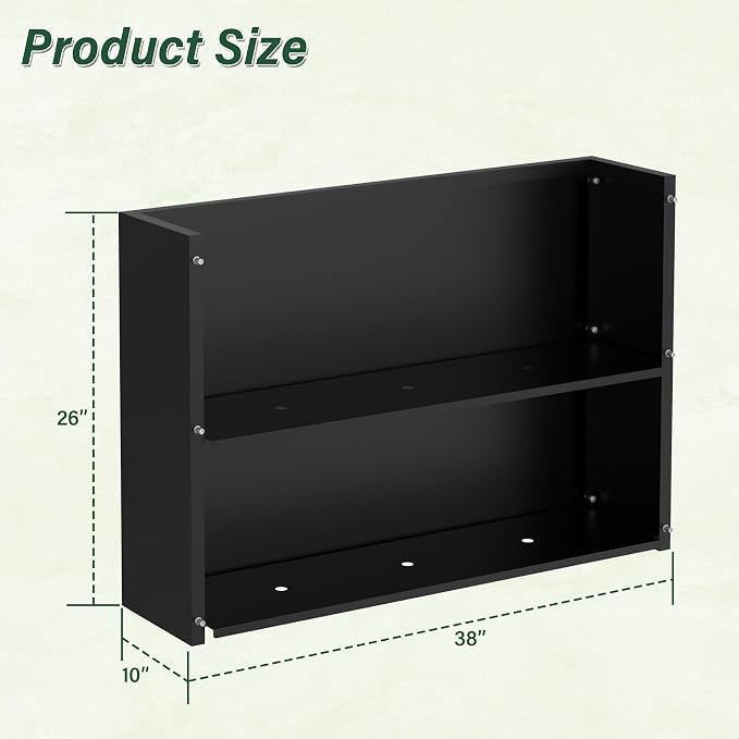 Metal Tall Planter 38" L x 10" W x 26" H | Long Rectangular Planter Box, Drainage Holes & Removable Shelf, Heavy Duty Steel Planter for Tall Plants, Flowers or Shrubs