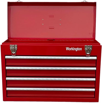 Workington Portable Metal Tool Chest with 4 Drawers, 20" 4-Drawer Tool Chest Cabinet with Ball Bearing Drawer Slides, Steel Tool Storage Box Organizer 4004 Red