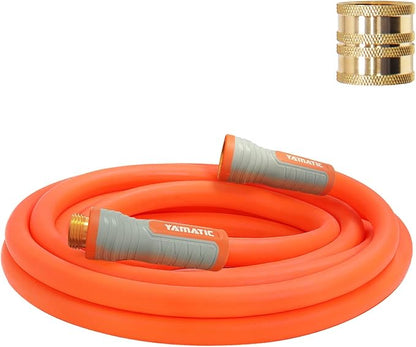 YAMATIC 10FT Flexible Garden Hose Female to Female 5/8in, Burst 600 PSI | 10 ft Short Leader Hose, 2-in-1 Dual Use with 3/4" Solid Brass Swivel Fittings, Small Water Hose Extension for Reel Lawn Yard
