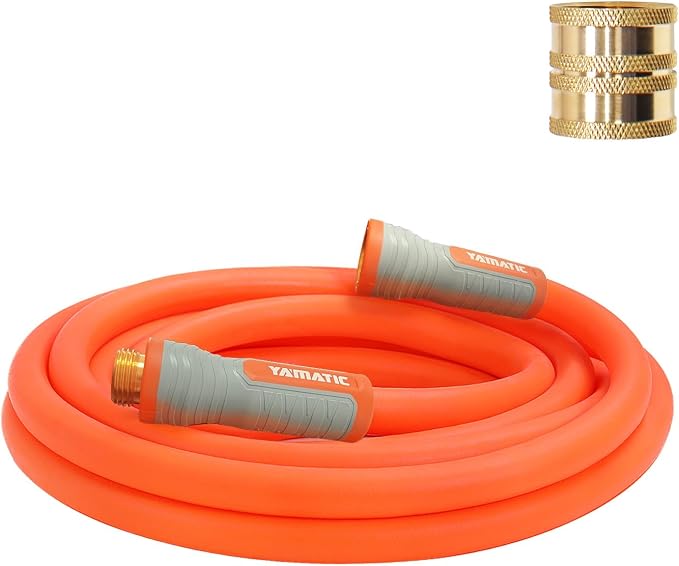 YAMATIC 15FT Flexible Garden Hose Female to Female 5/8in, Burst 600 PSI | 15 ft Short Leader Hose, 2-in-1 Dual Use with 3/4" Solid Brass Swivel Fittings, Small Water Hose Extension for Reel Lawn Yard