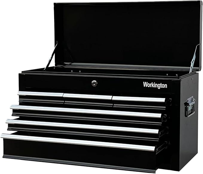 Workington Portable Metal Tool Chest with 6 Drawers, 24" 6-Drawer Tool Chest Cabinet with Ball Bearing Drawer Slides, Steel Tool Storage Box Organizer 4005 Black