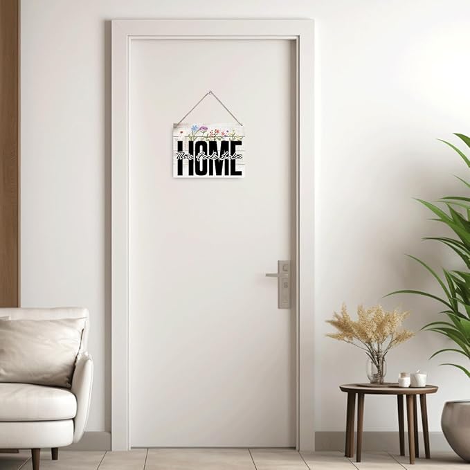 Rustic Hanging Wall Sign - This Feels Like Home, Wall Art Decor, Home Farmhouse Decor for Living Room, Bedroom and Bathroom, Rustic Decorations for Gallery 7.9 x 10.2 Inches