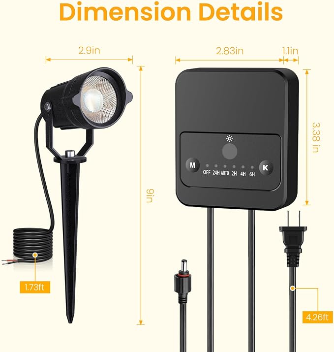 Landscape Lighting Kit, 6W Low Voltage Landscape Lights with Dusk to Dawn Transformer 33FT Wire, Waterproof Outdoor Landscape Lights 3000K 12-24V, Outdoor Spotlight for Yard House 4Pack